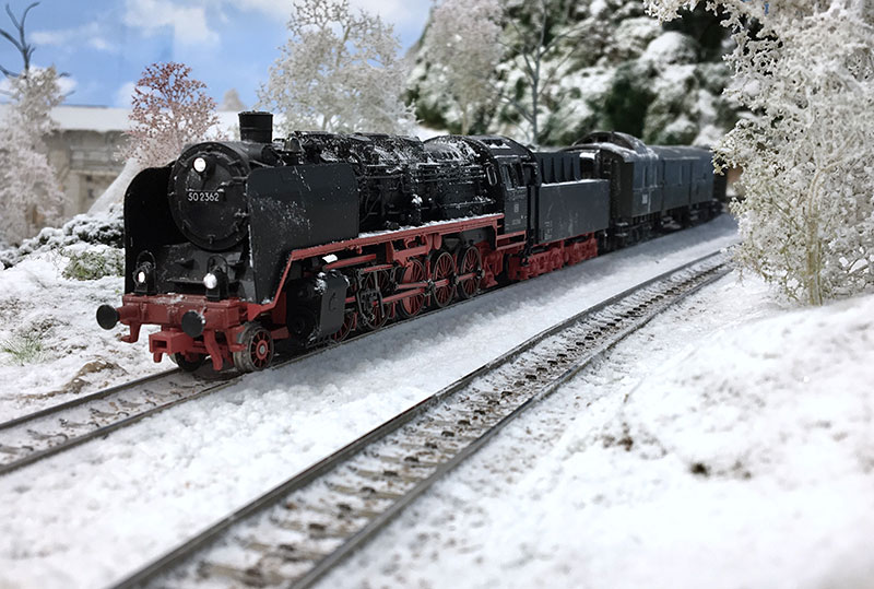 The German steamer BR50 in winter theme on my layout